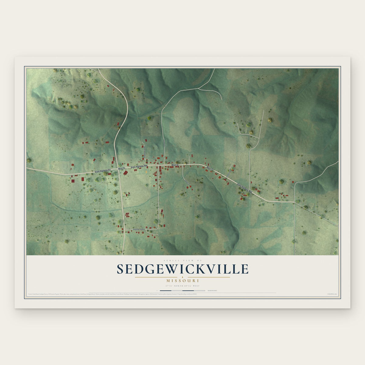 Sedgewickville, Missouri map print, the full design