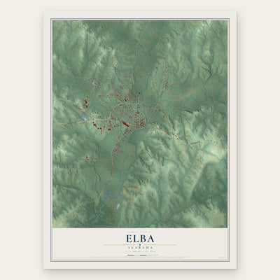 Elba, Alabama map print, the full design