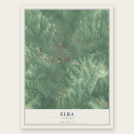 Elba, Alabama map print, the full design