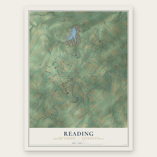 Reading, Adams County, Pennsylvania map print, the full design