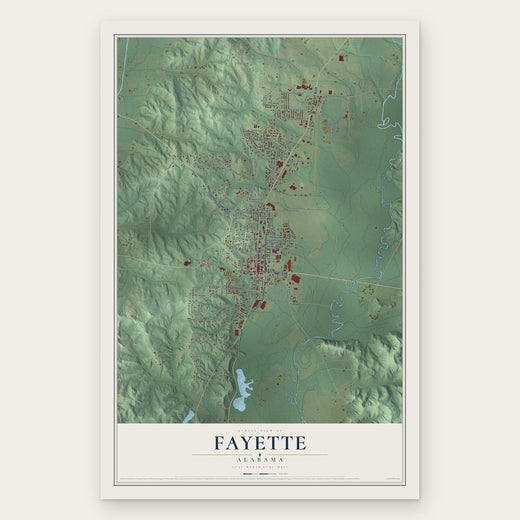 Fayette, Alabama map print, the full design