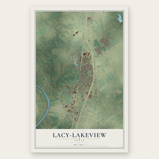 Lacy-Lakeview, Texas map print, the full design