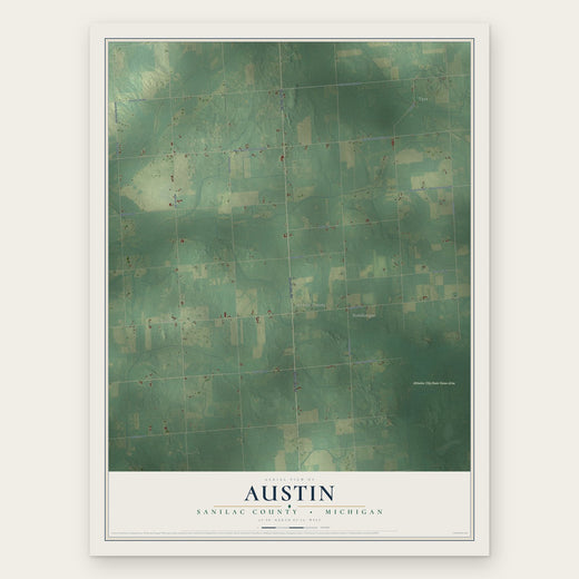 Austin, Sanilac County, Michigan map print, the full design