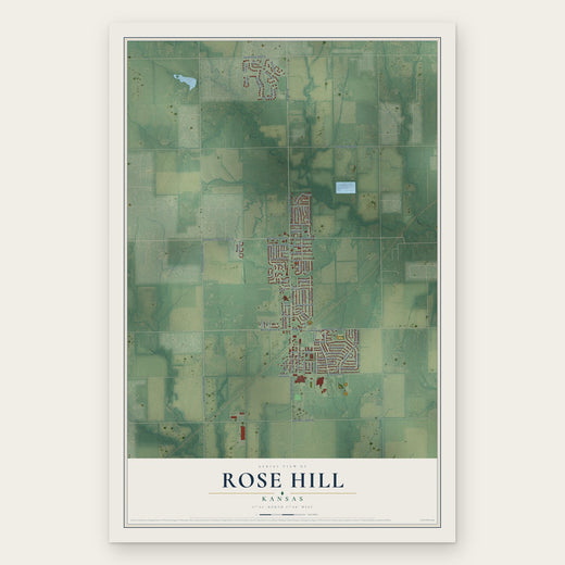 Rose Hill, Kansas map print, the full design
