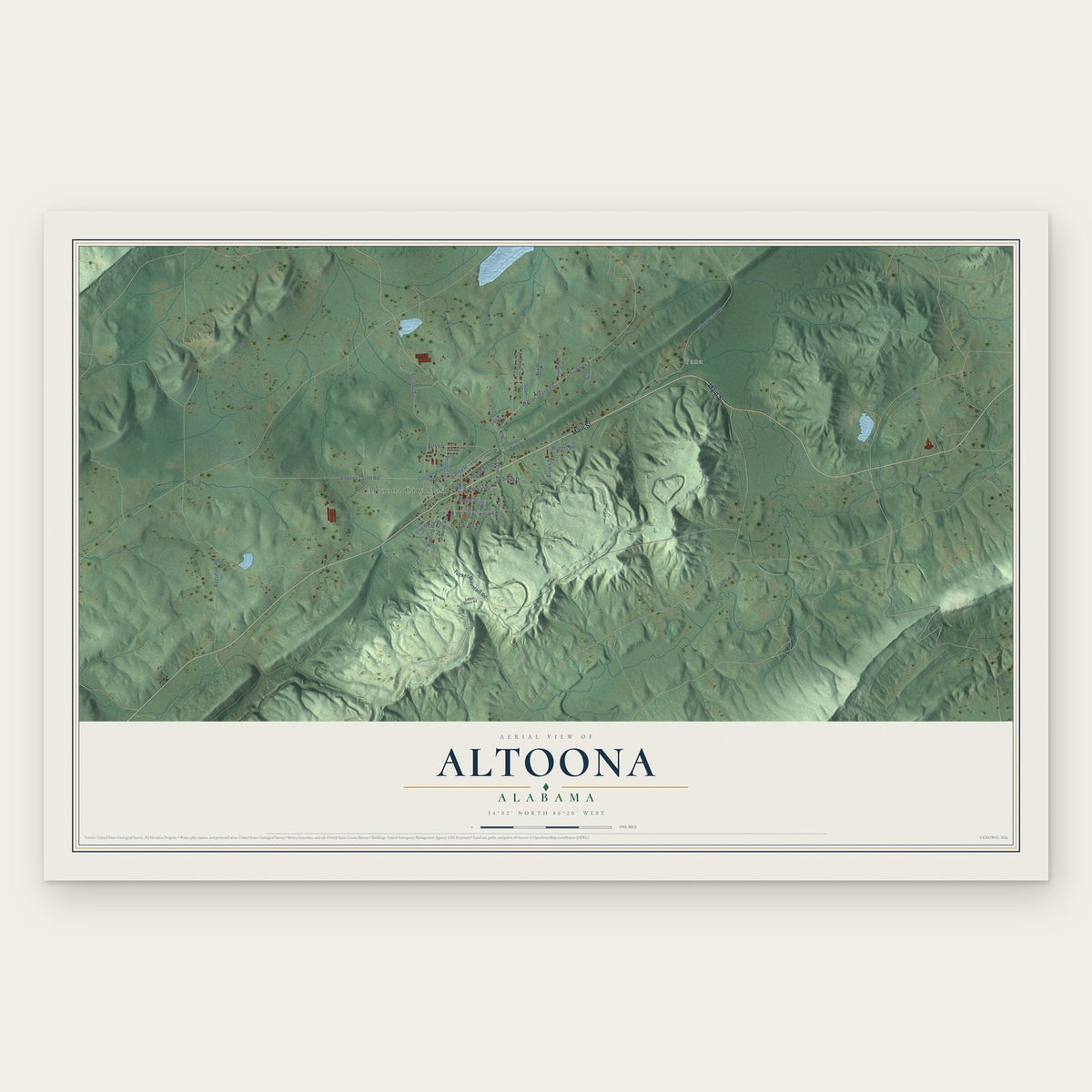 Altoona, Alabama map print, the full design