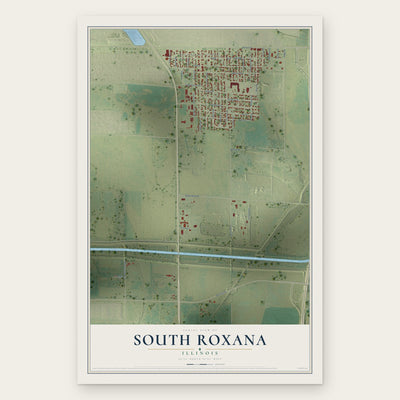 South Roxana, Illinois map print, the full design