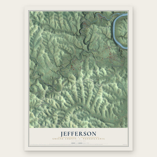 Jefferson, Greene County, Pennsylvania map print, the full design
