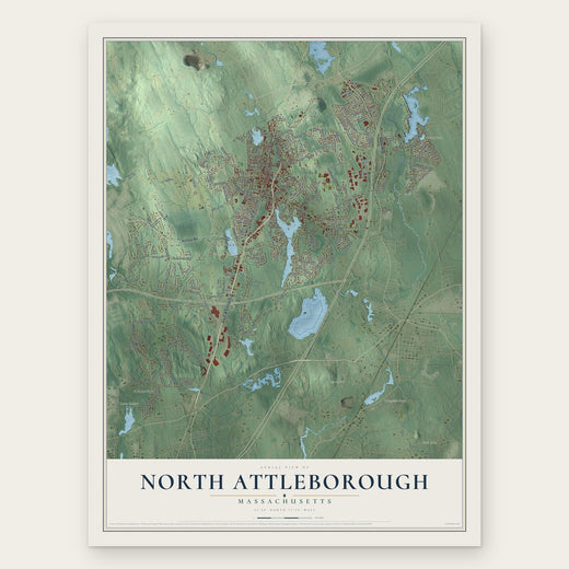 North Attleborough, Massachusetts map print, the full design