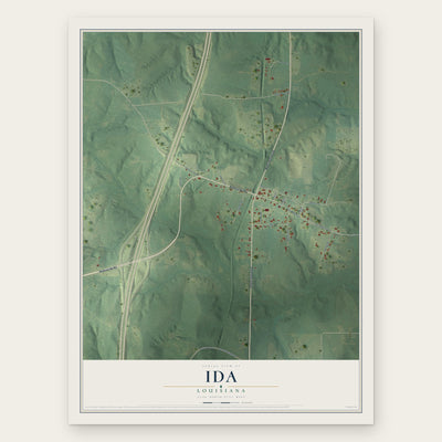 Ida, Louisiana map print, the full design
