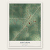 Grayson, Louisiana map print, the full design