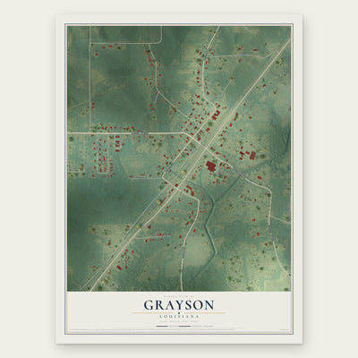 Grayson, Louisiana map print, the full design