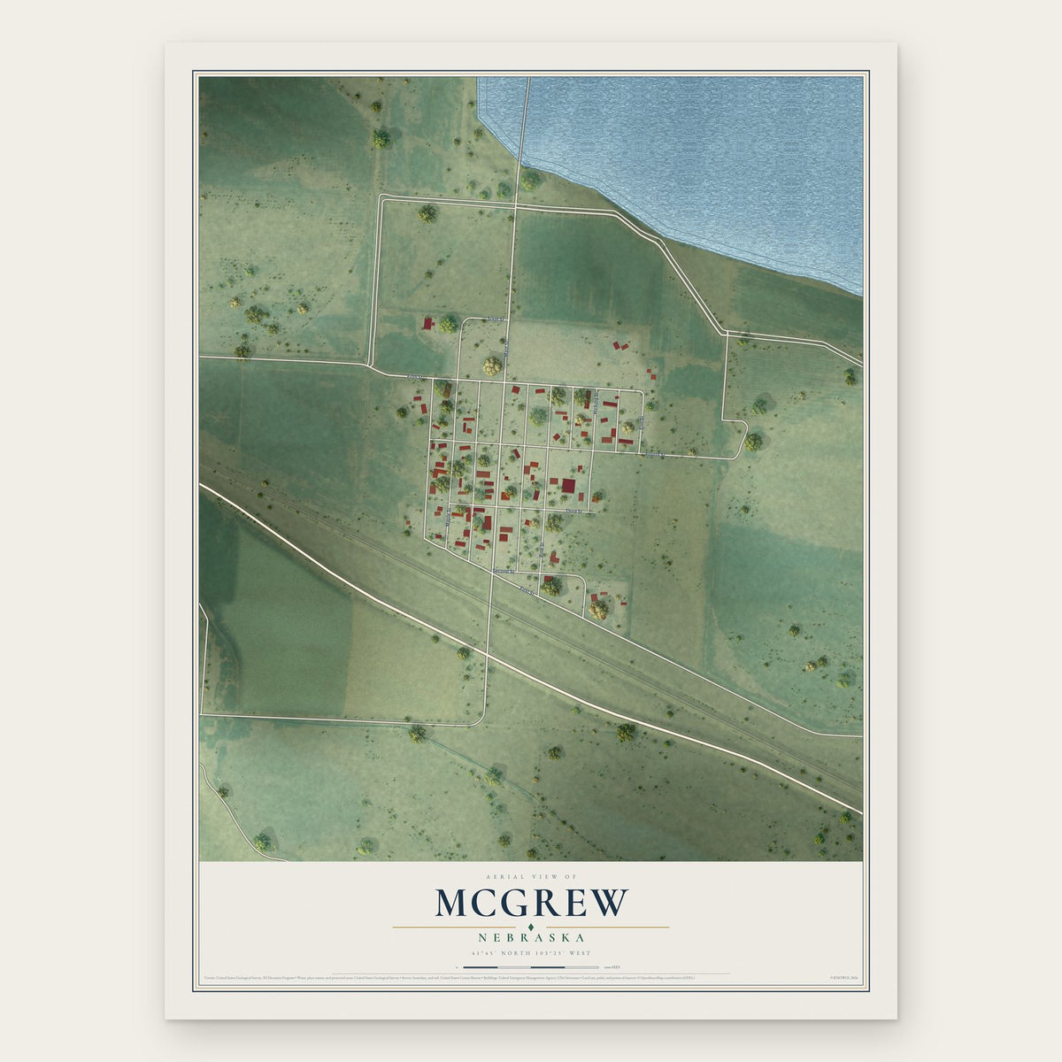 McGrew, Nebraska map print, the full design