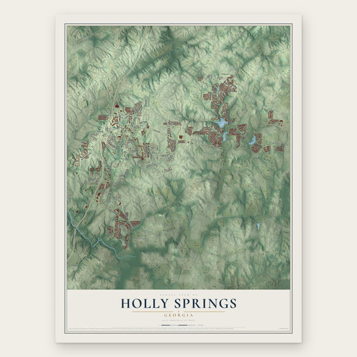 Holly Springs, Georgia map print, the full design