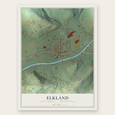 Elkland, Tioga County, Pennsylvania map print, the full design