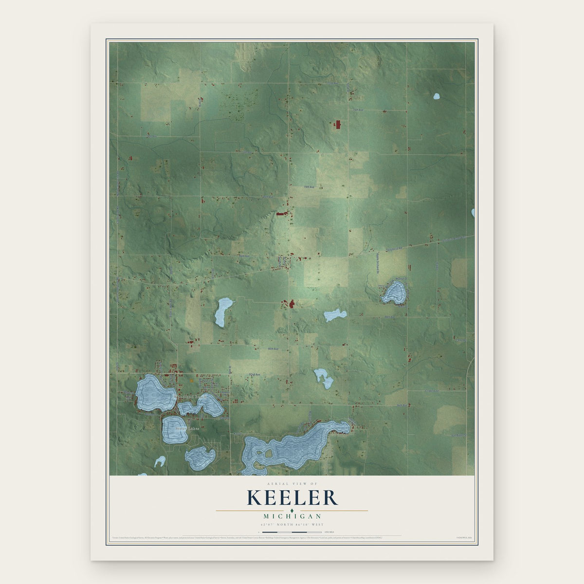 Keeler, Michigan map print, the full design