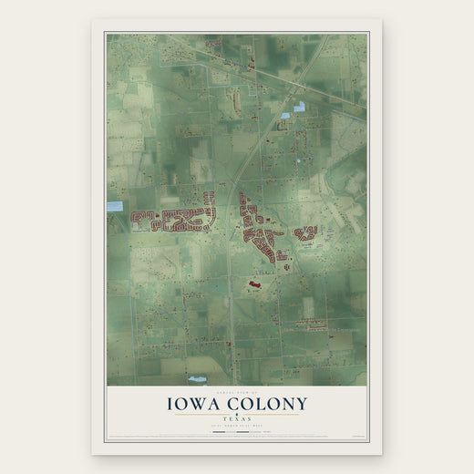 Iowa Colony, Texas map print, the full design