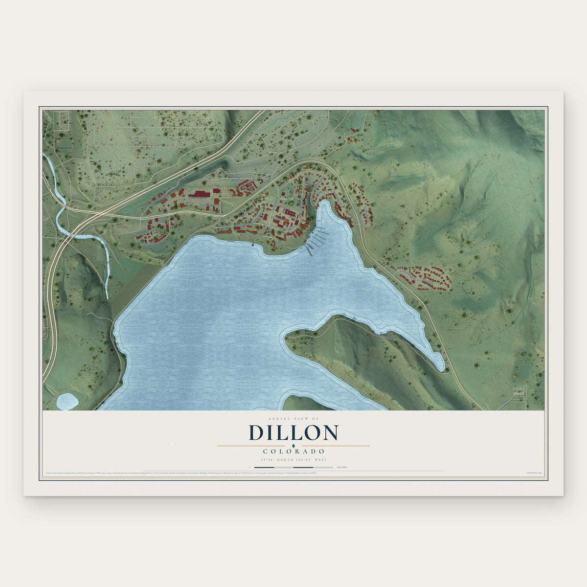 Dillon, Colorado map print, the full design
