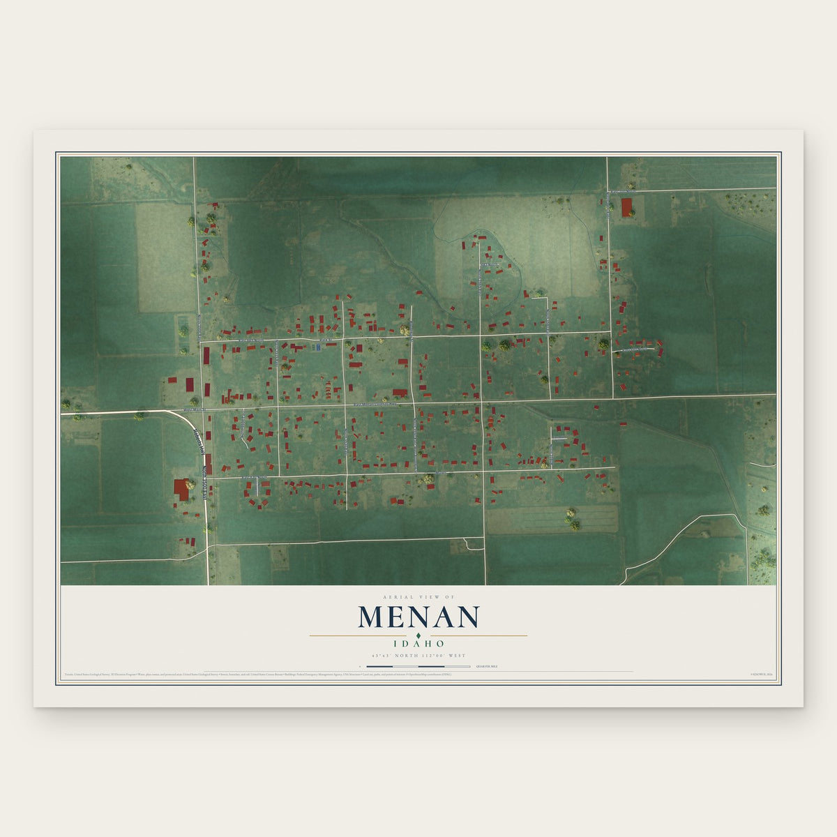 Menan, Idaho map print, the full design