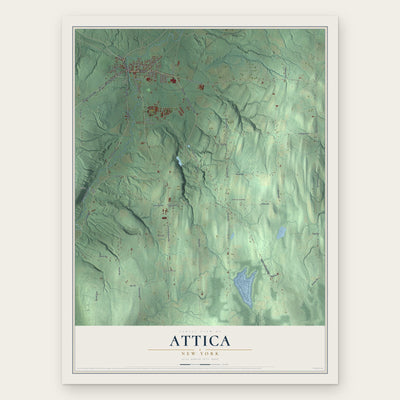 Attica, New York map print, the full design