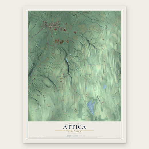 Attica, New York map print, the full design