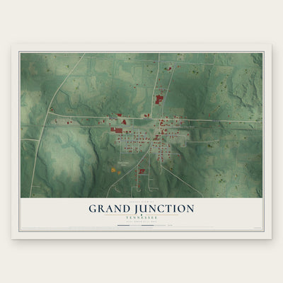 Grand Junction, Tennessee map print, the full design