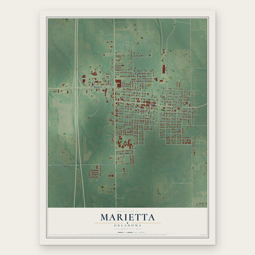 Marietta, Oklahoma map print, the full design
