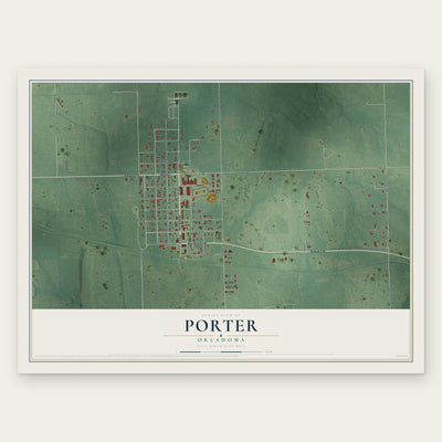 Porter, Oklahoma map print, the full design