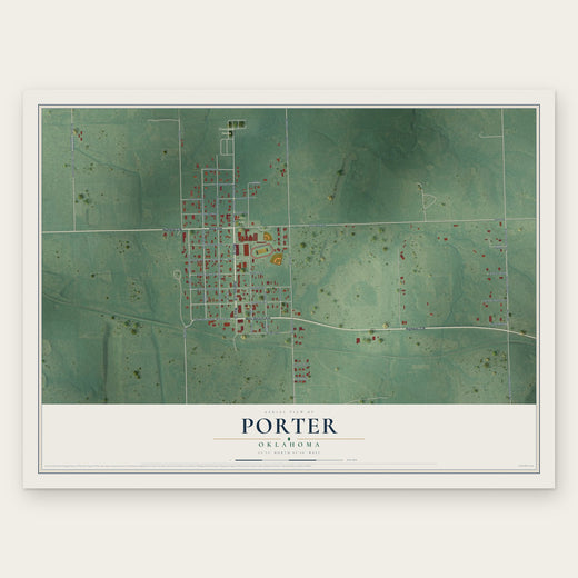 Porter, Oklahoma map print, the full design