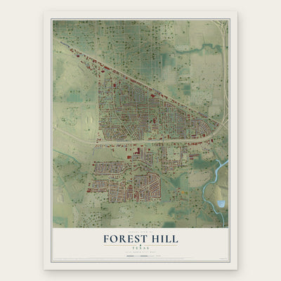Forest Hill, Texas map print, the full design