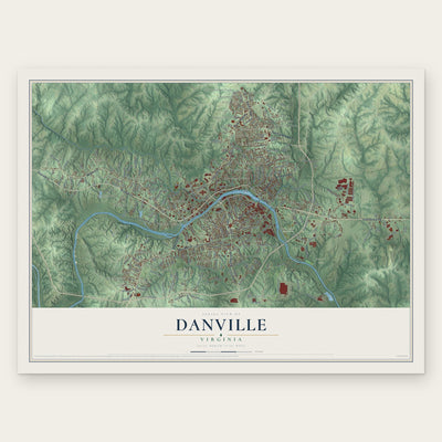 Danville, Virginia map print, the full design