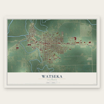 Watseka, Illinois map print, the full design