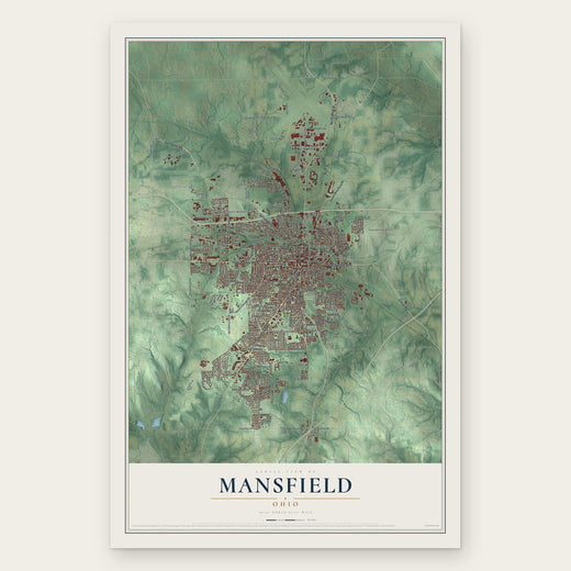Mansfield, Ohio map print, the full design
