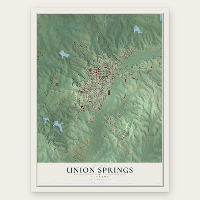 Union Springs, Alabama map print, the full design