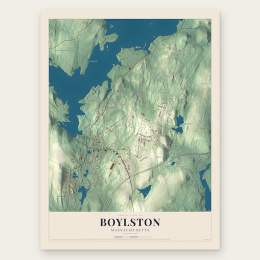 Boylston, Massachusetts map print, the full design