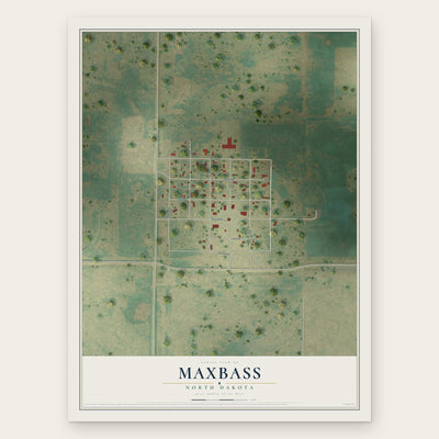 Maxbass, North Dakota map print, the full design