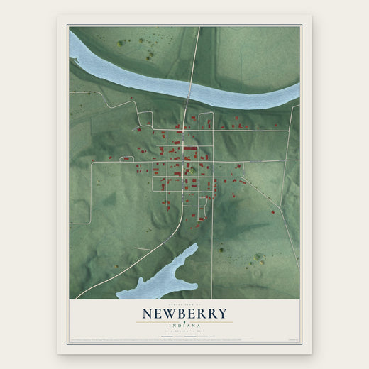 Newberry, Indiana map print, the full design
