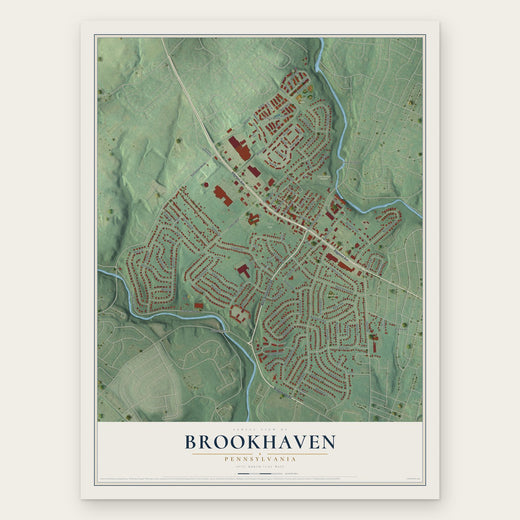 Brookhaven, Pennsylvania map print, the full design