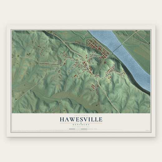 Hawesville, Kentucky map print, the full design