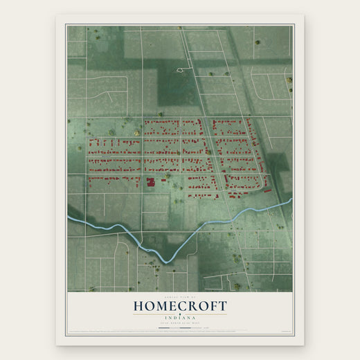 Homecroft, Indiana map print, the full design