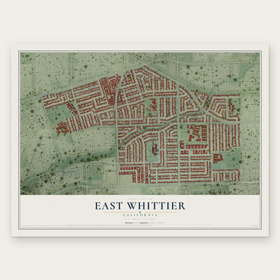 East Whittier, California map print, the full design