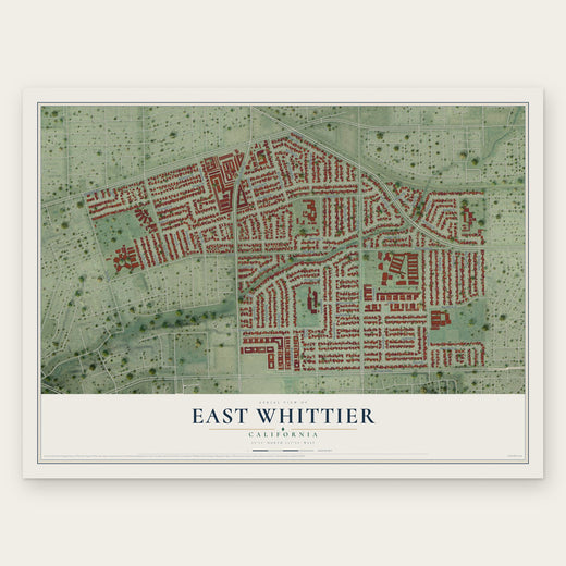 East Whittier, California map print, the full design