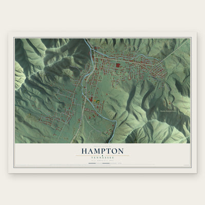 Hampton, Tennessee map print, the full design