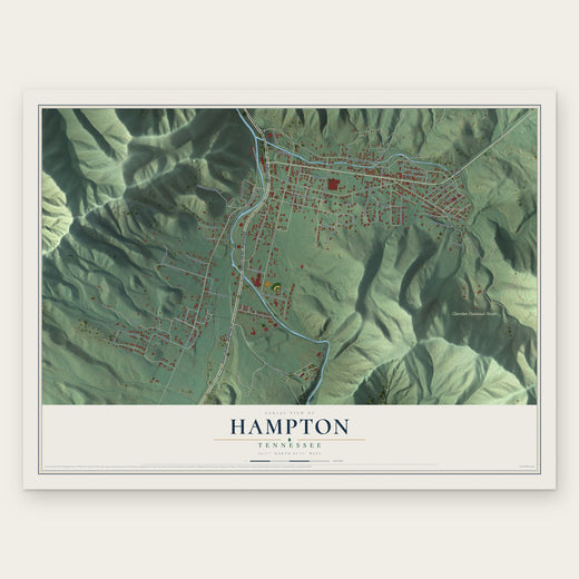 Hampton, Tennessee map print, the full design