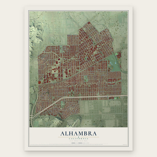 Alhambra, California map print, the full design