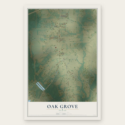 Oak Grove, Texas map print, the full design