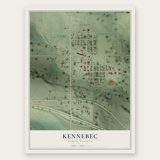 Kennebec, South Dakota map print, the full design