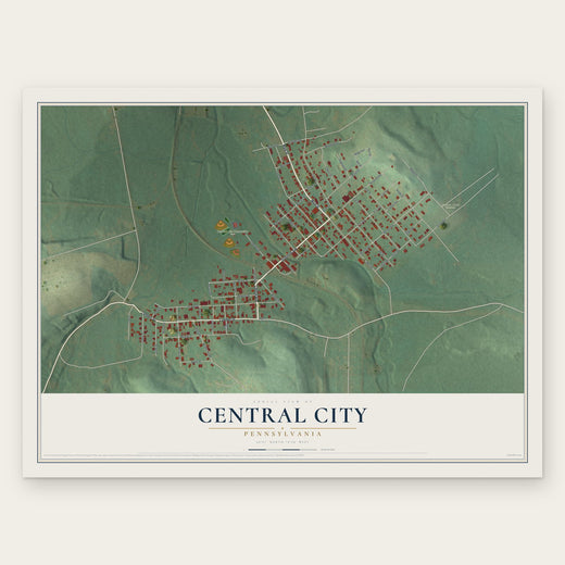 Central City, Pennsylvania map print, the full design