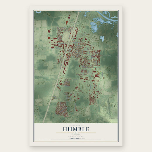 Humble, Texas map print, the full design