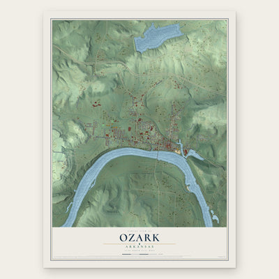 Ozark, Arkansas map print, the full design
