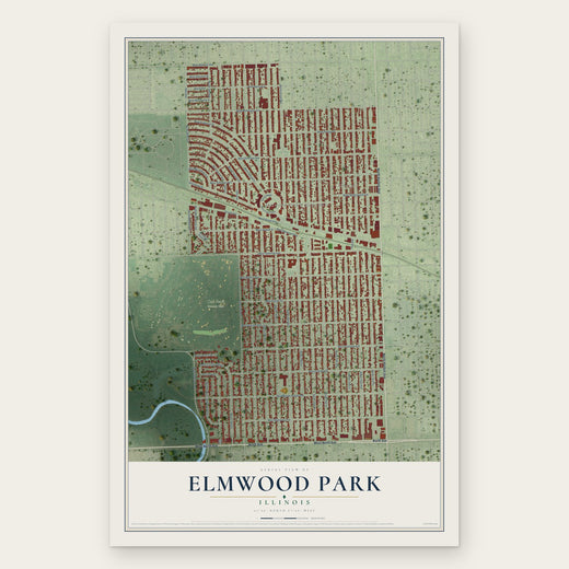 Elmwood Park, Illinois map print, the full design